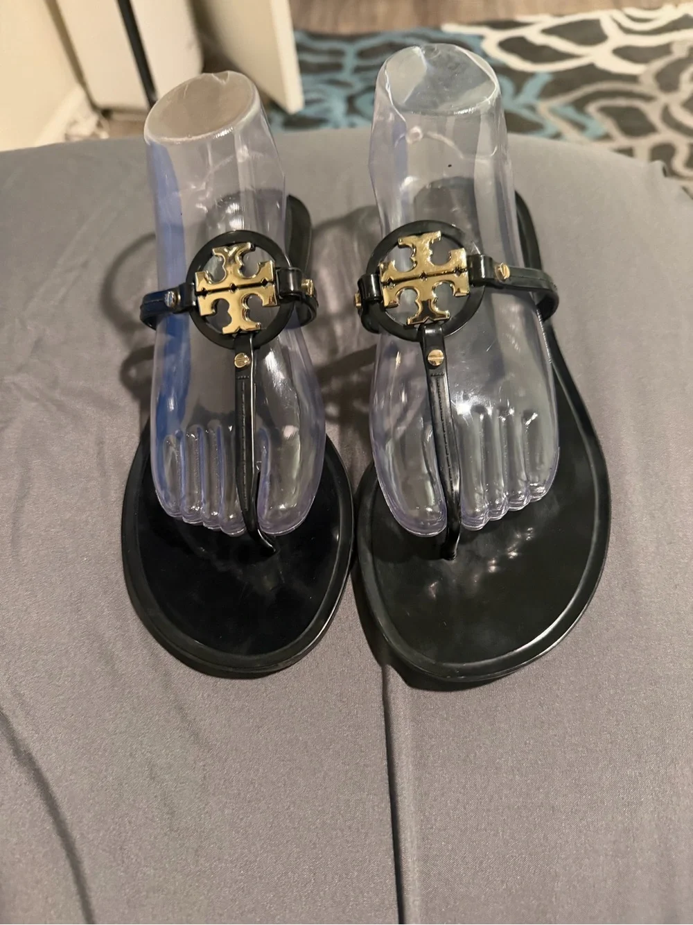 Tory Burch Mini Miller Jelly Sandal in Perfect Black with Gold Logo